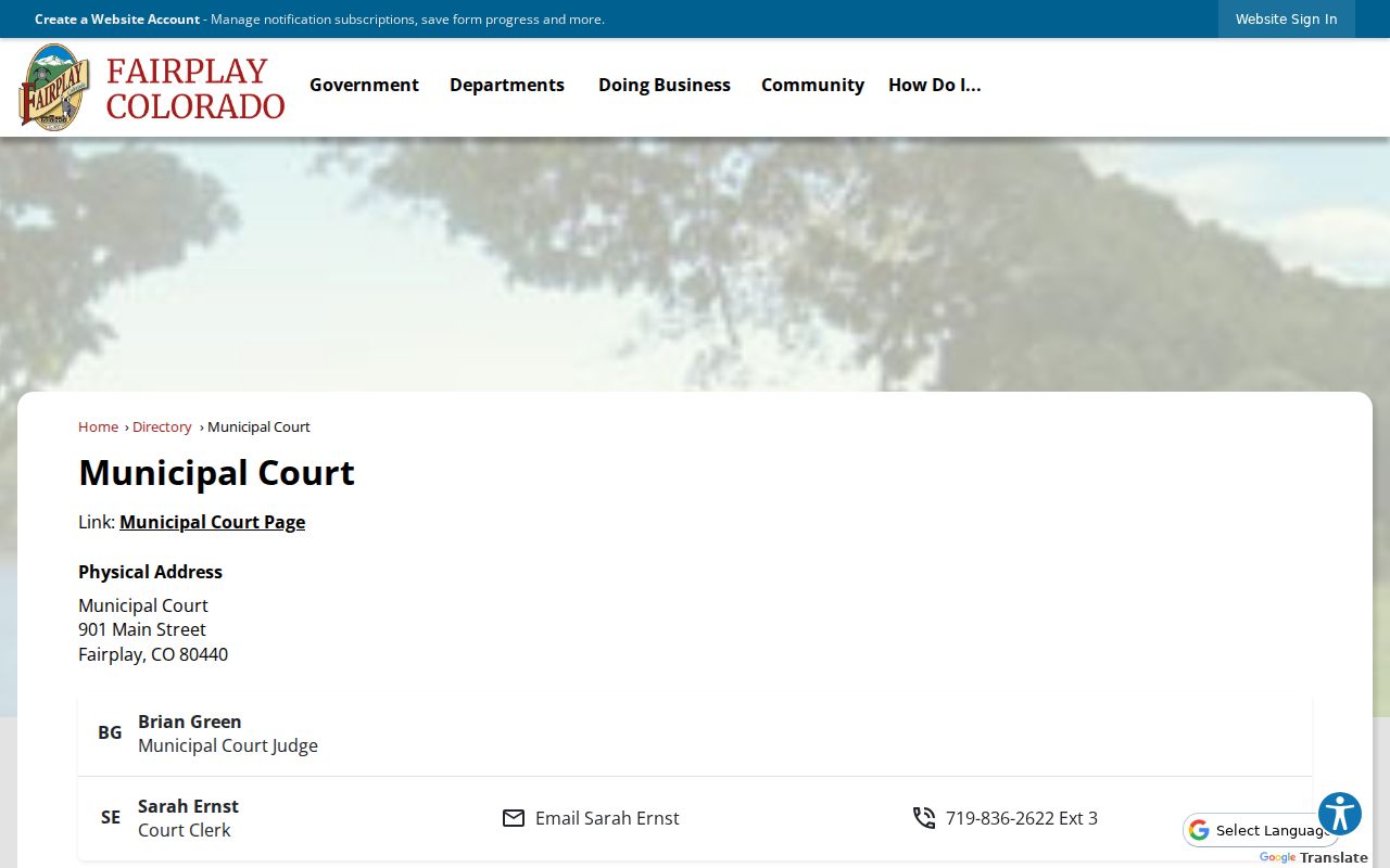 Fairplay court docket clerk directory