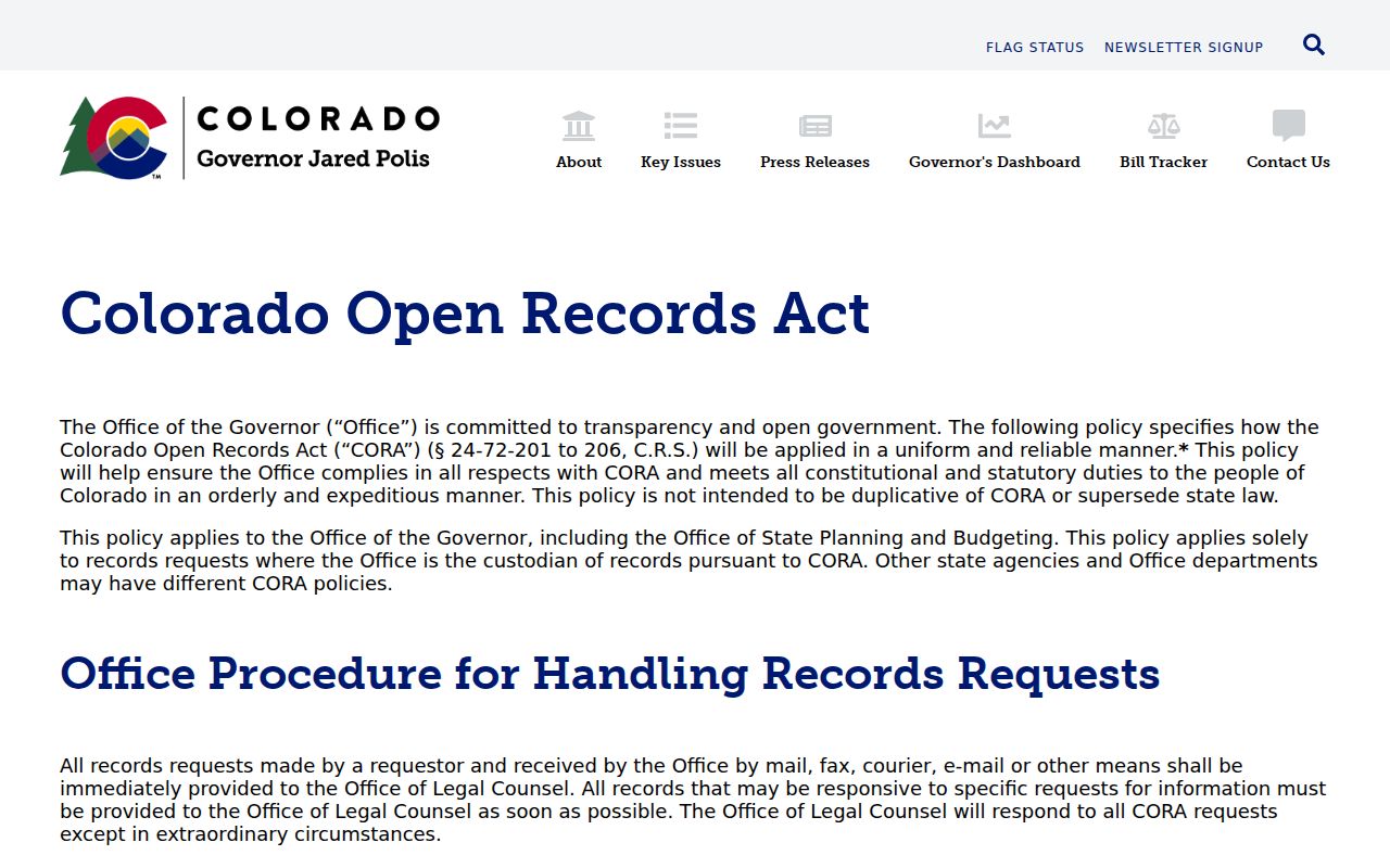 Colorado public records guidance relevant to Park County civil docket boundaries