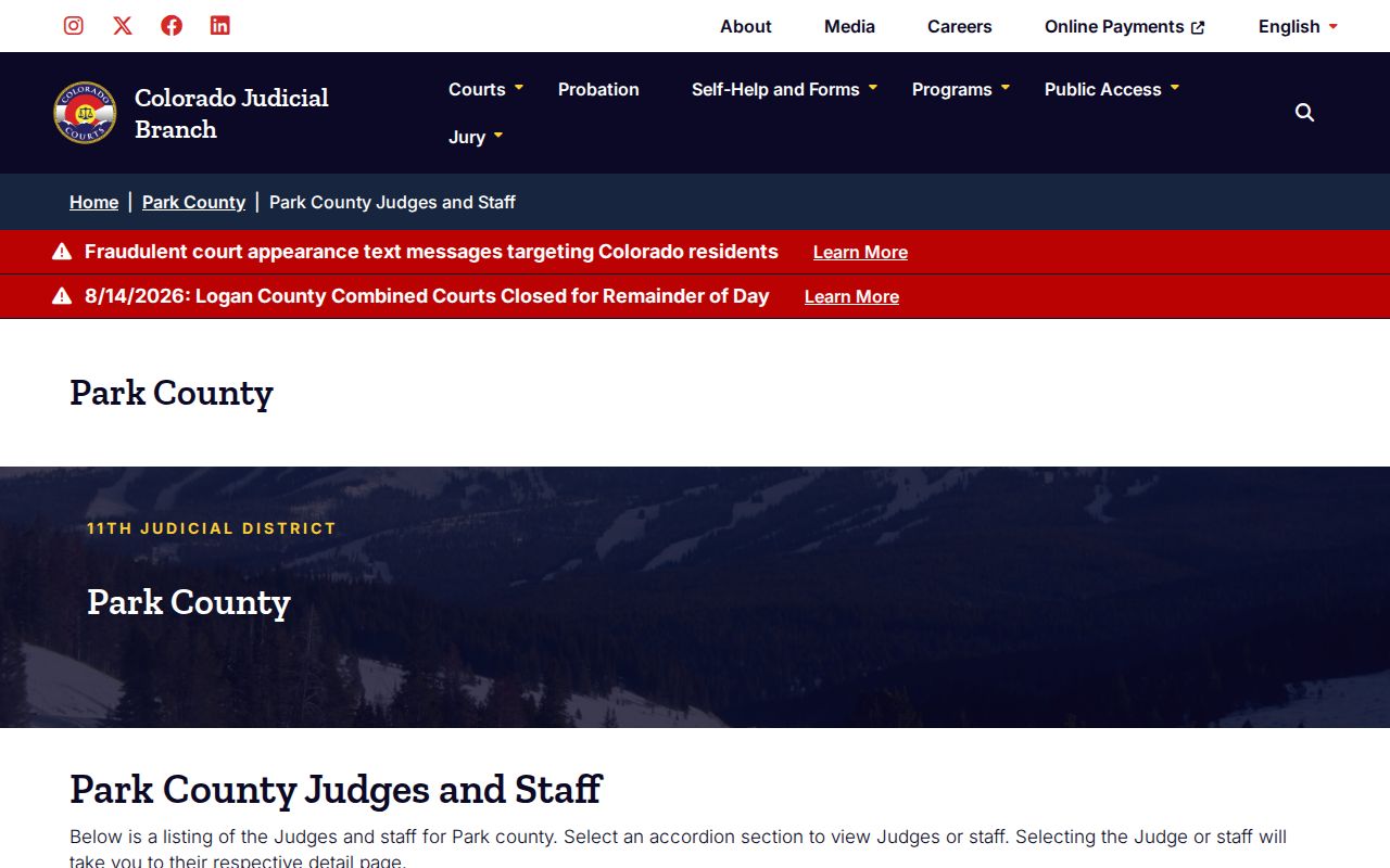 Park County court docket clerk and staff roster