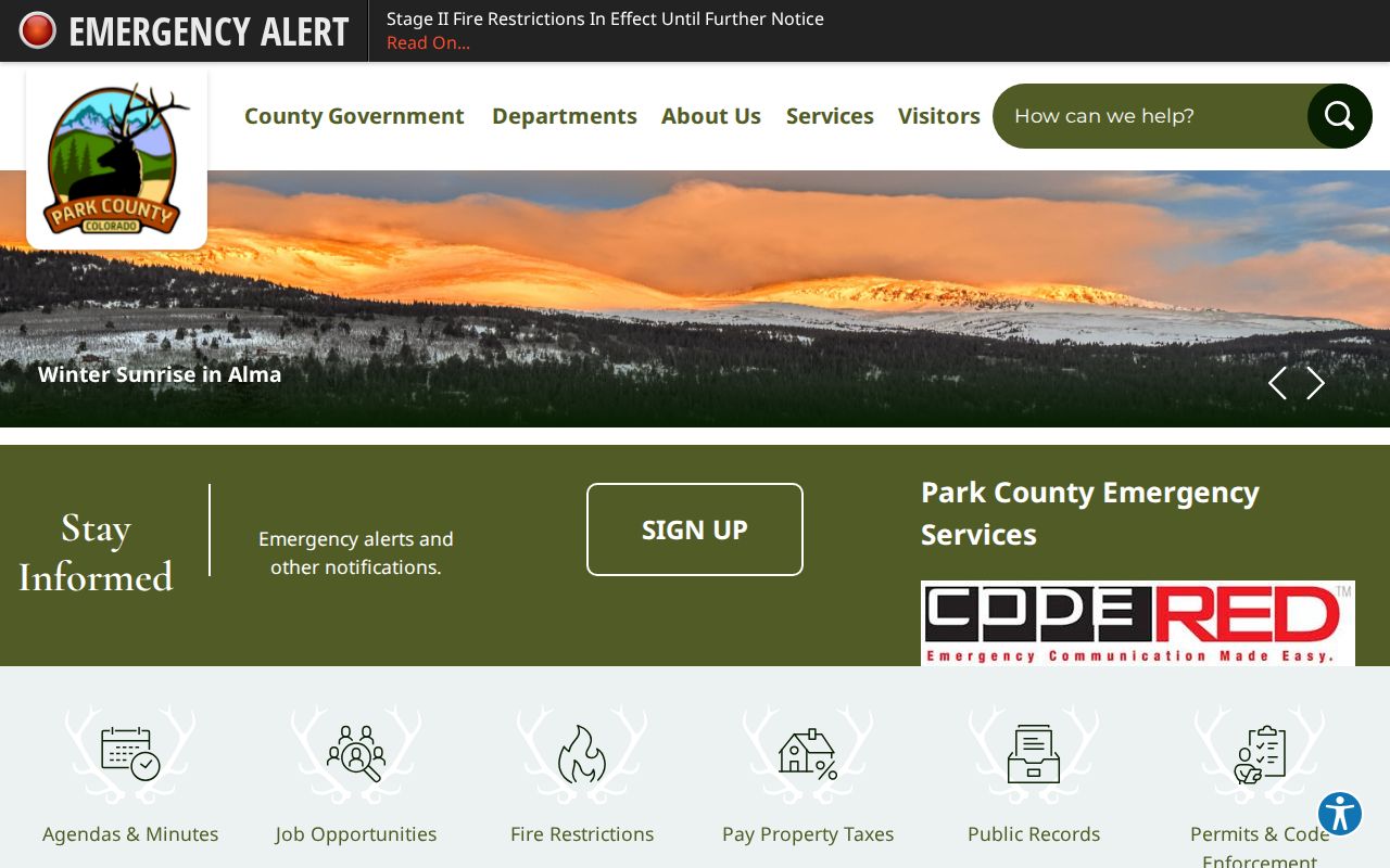 Park County government page distinguished from court docket office